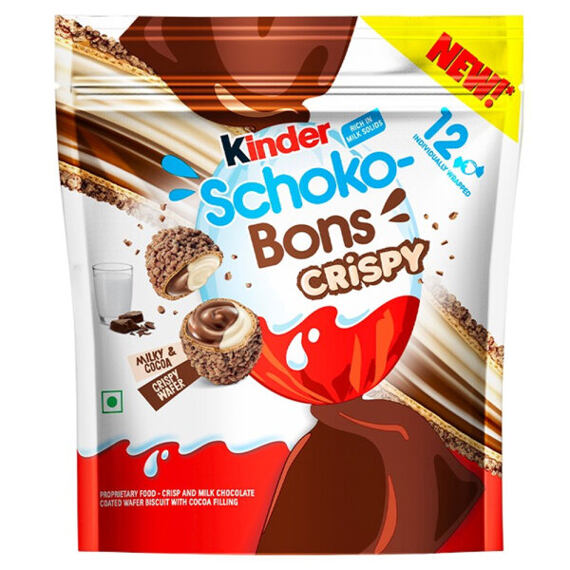Kinder Schoko-Bons Ropogós ropogós cukorkák tejes és csokoládés töltelékkel 67,2 g