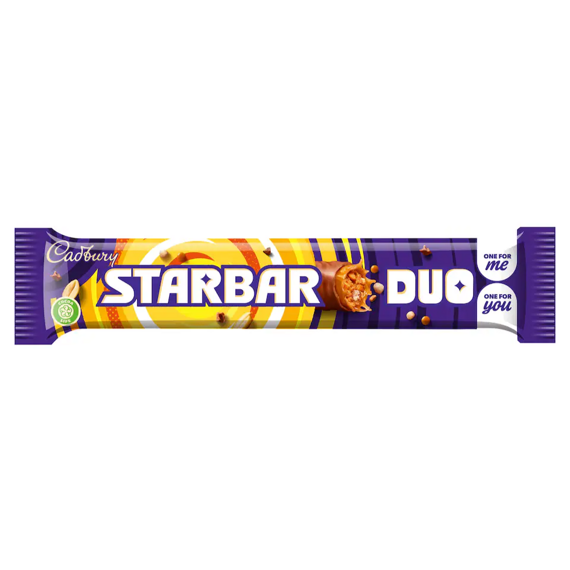 Cadbury Starbar Duo čokoládová tyčinka s karamelem, arašídy a křupinkami 74 g