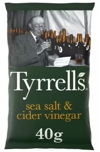 Tyrrells brambůrky s příchutí mořské soli a jablečného octu 40 g