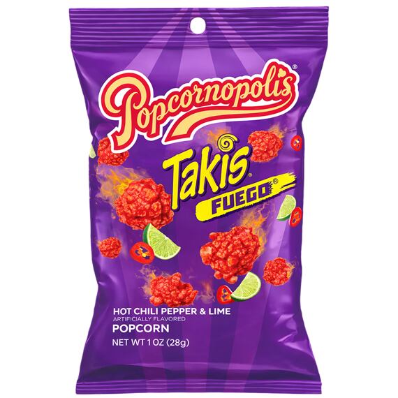 Popcornopolis Takis Fuego popcorn s příchutí chilli a limetky 28 g