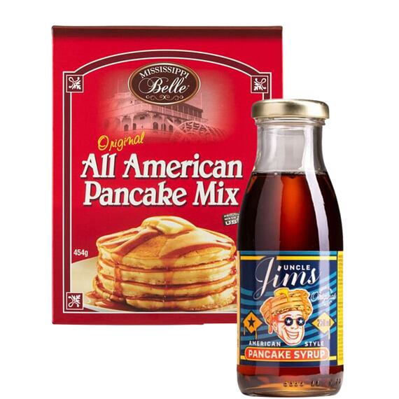 Mississippi směs na přípravu palačinek + Uncle Jim sirup na palačinky