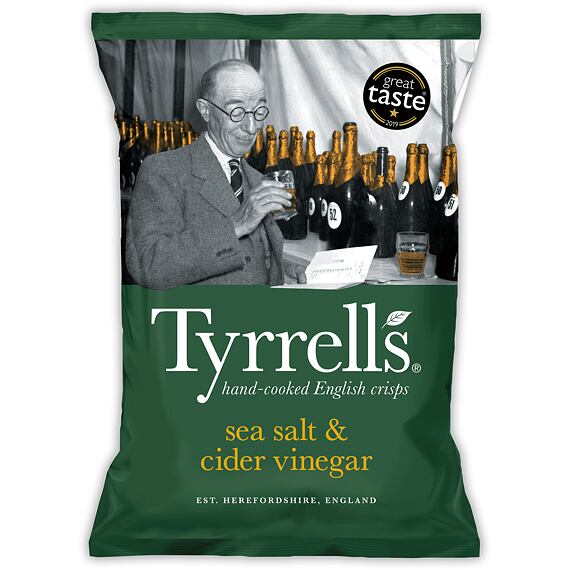 Tyrrells chipsy s příchutí mořské soli a jablečného octa 150 g
