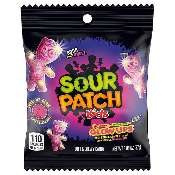 Sour Patch Kids Glow Ups kyselé žvýkací bonbony s příchutí jahody a melounu 87 g