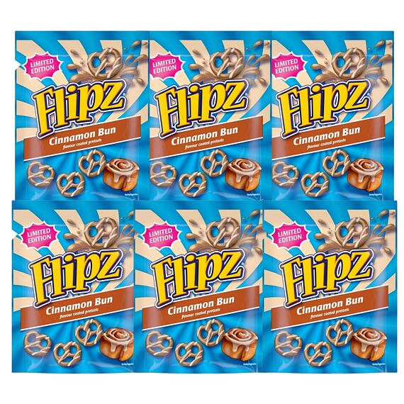 Flipz preclíky s polevou s příchutí skořicového šneka 90 g Celé balení 6 ks