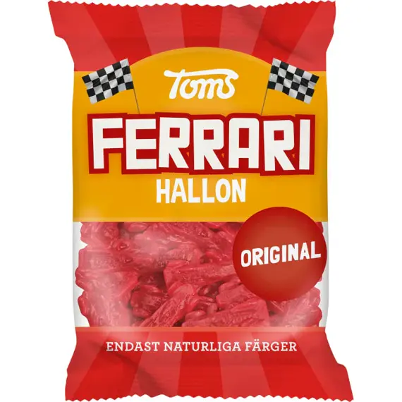 Toms Ferrari žvýkací bonbony s malinovou příchutí ve tvaru formulí 120 g