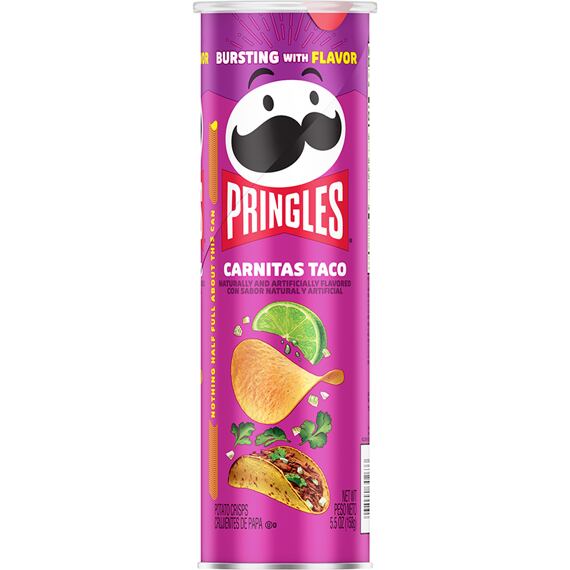 Pringles Carnitas Taco bramborové chipsy s příchutí mexických masových tacos 158 g