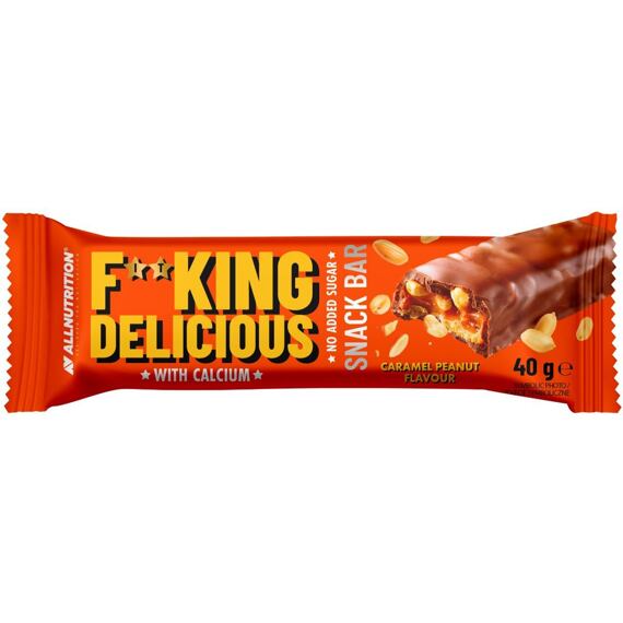 F**KING Delicious Snack Bar arašídová tyčinka v čokoládě s karamelem 40 g