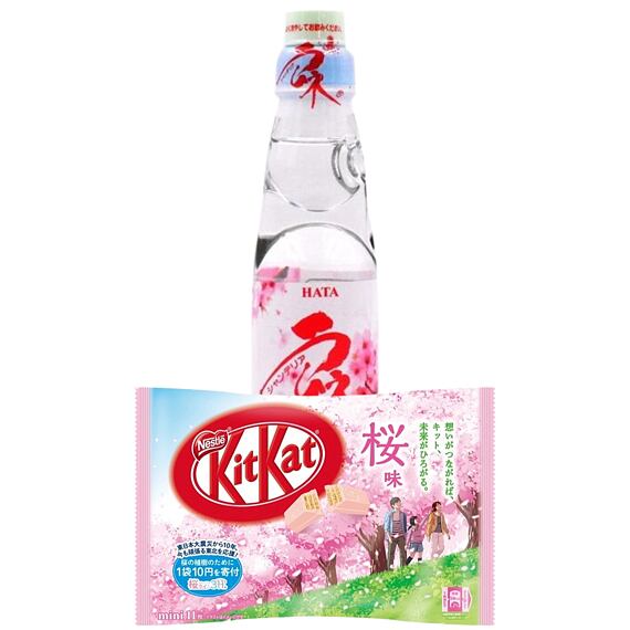 Kit Kat JAP čokoládové mini tyčinky s příchutí třešně a sakury + Hata Ramune nápoj s příchutí sakury